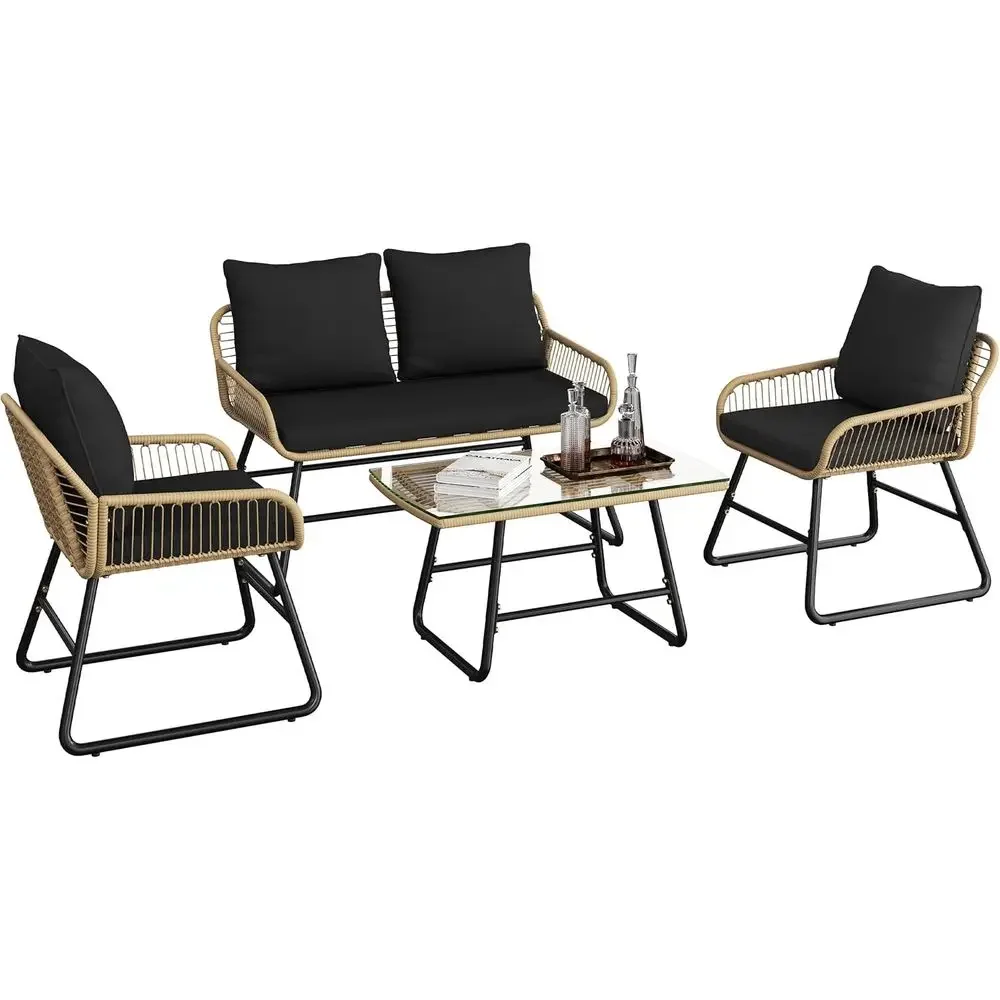 Outdoor Furniture Loveseat - طقم أثاث خارجي من الخوص مكون