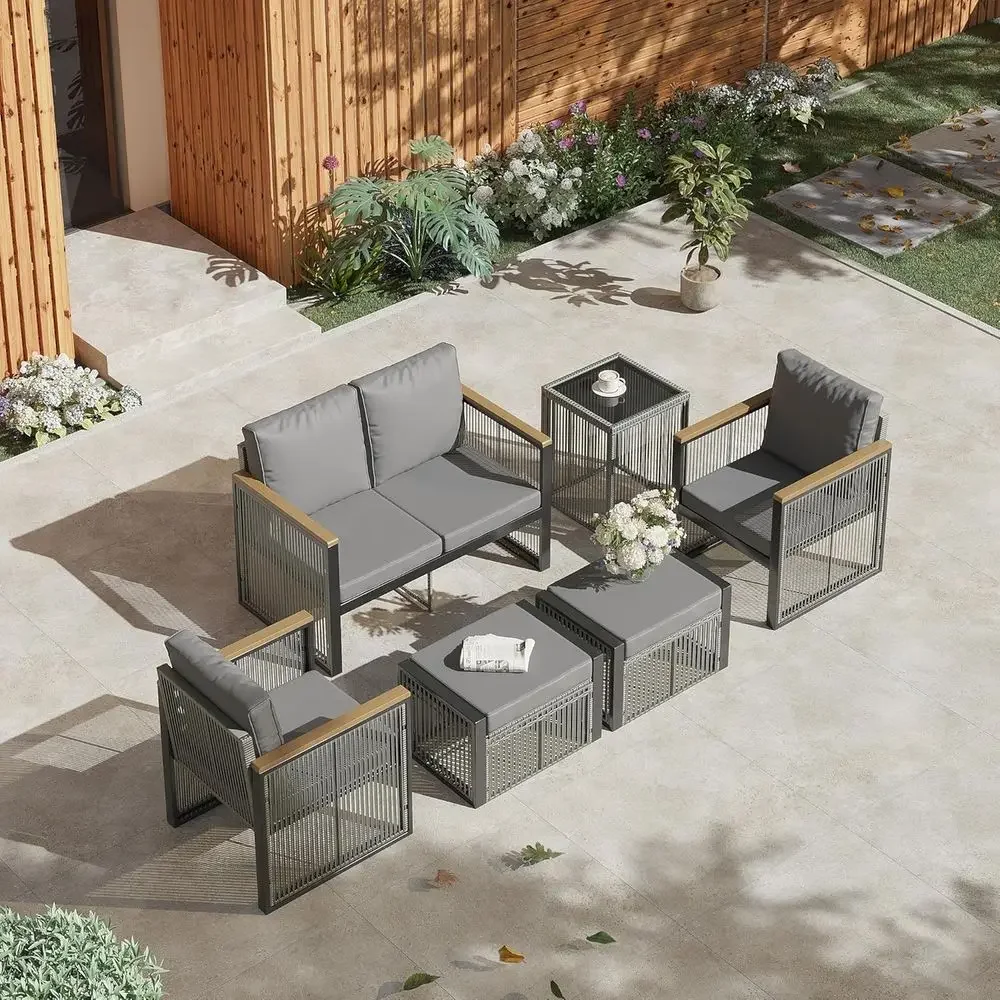 Outdoor Furniture Loveseat - طقم أثاث خارجي رمادي مكون من