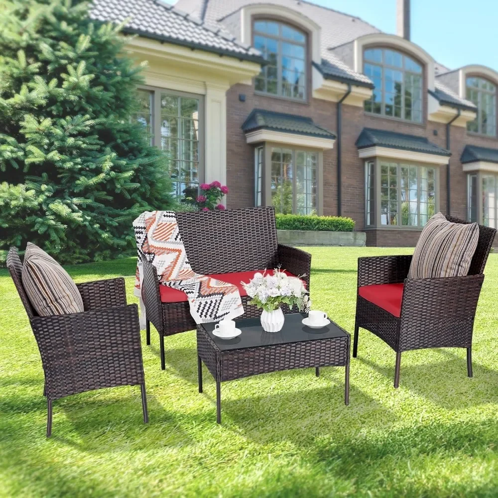Outdoor Furniture Loveseat - طقم مكون من 4 قطع من