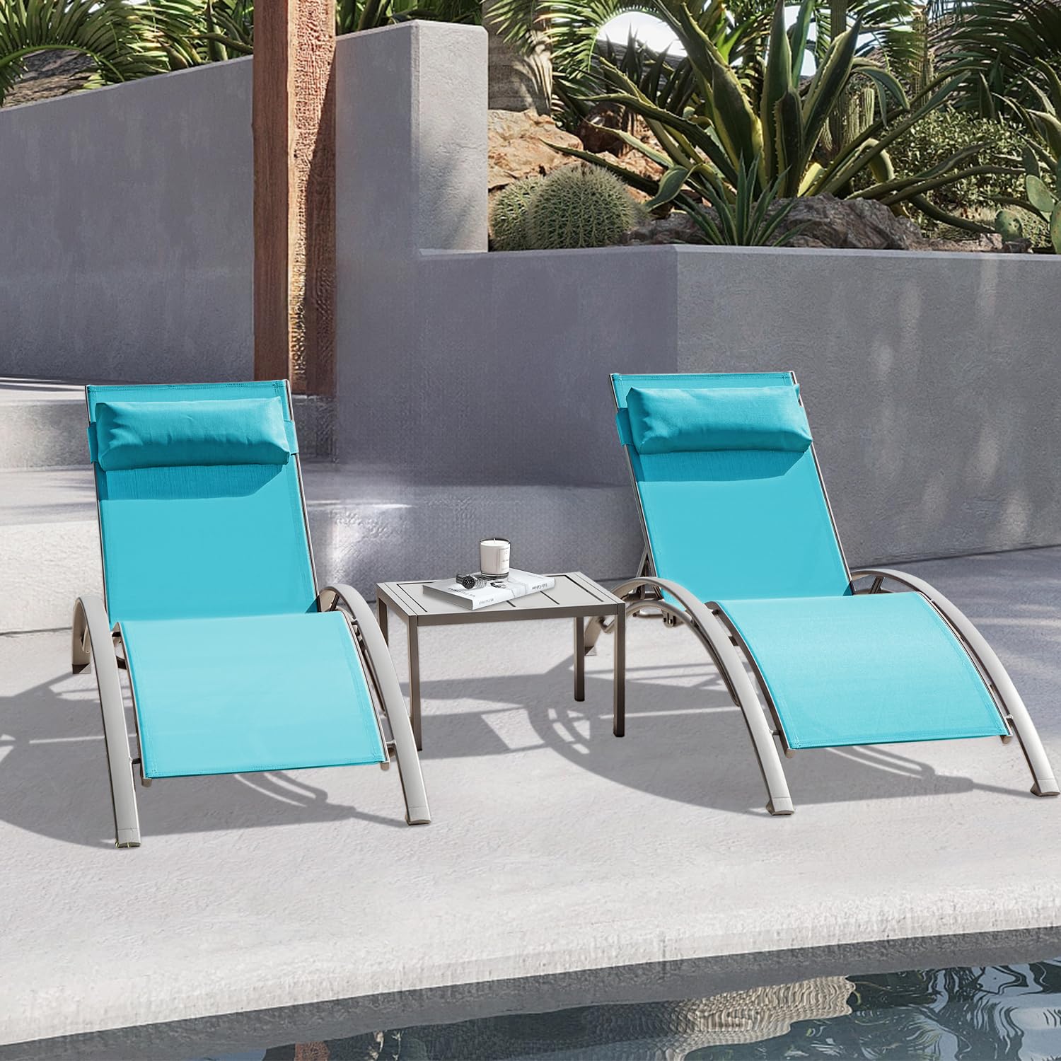 Deck Chair Lounger - مجموعة كراسي استرخاء خارجية قابلة للتعديل