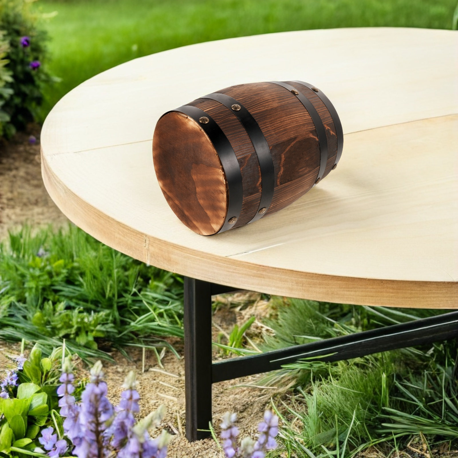 Outdoor Furniture Balcony - كرسي خشبي خارجي على شكل برميل،