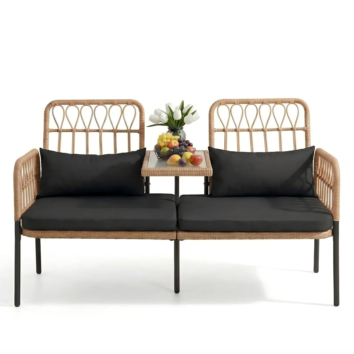 كرسي حب من الروطان مع طاولة زج - مراجعة Outdoor Furniture Loveseat وسعره