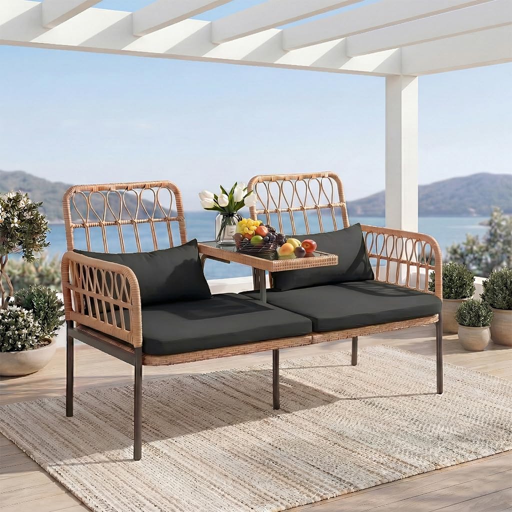 كرسي حب من الروطان مع طاولة زج - مراجعة Outdoor Furniture Loveseat وسعره
