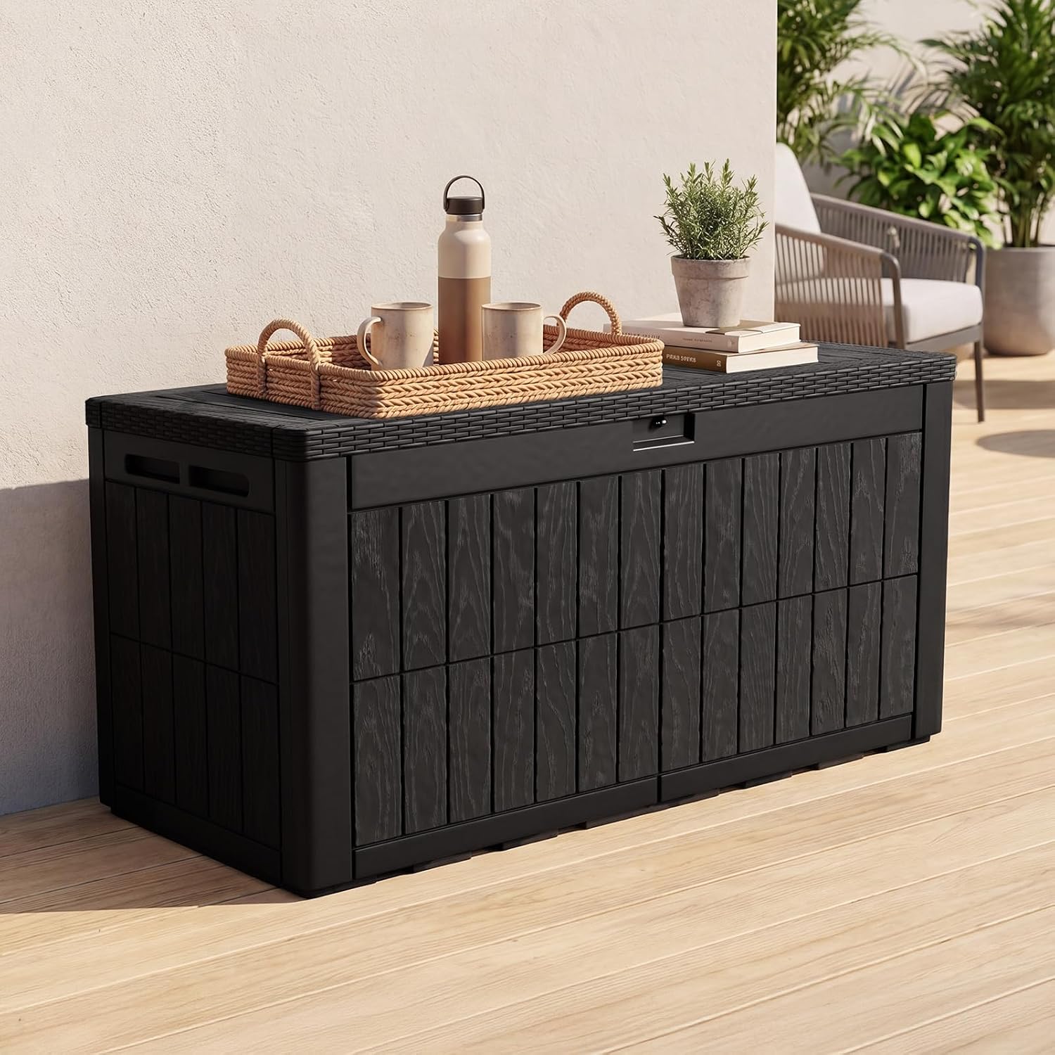 صندوق تخزين خارجي كبير سعة 120 - مراجعة Outdoor Furniture Resin وسعره