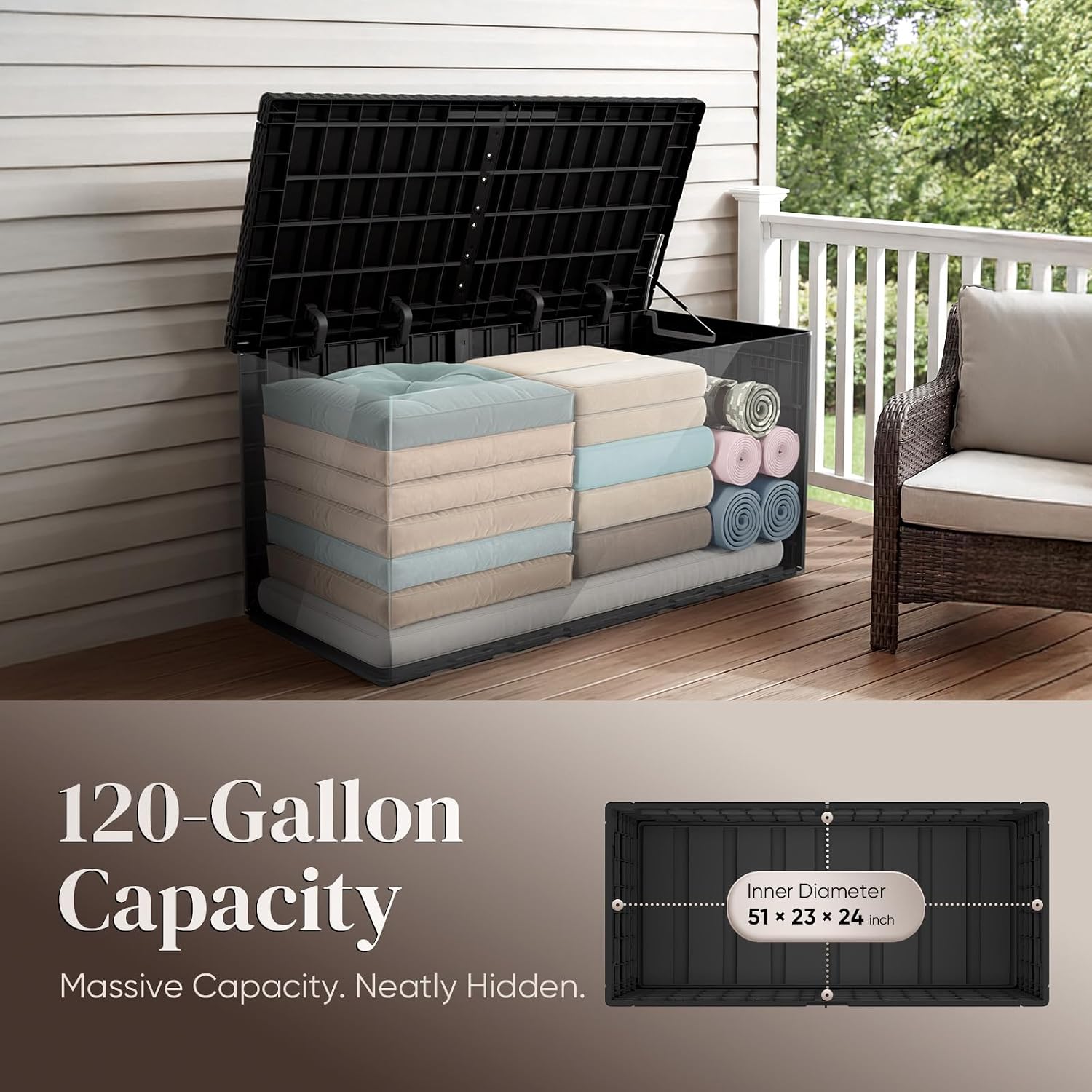 صندوق تخزين خارجي كبير سعة 120 - مراجعة Outdoor Furniture Resin وسعره