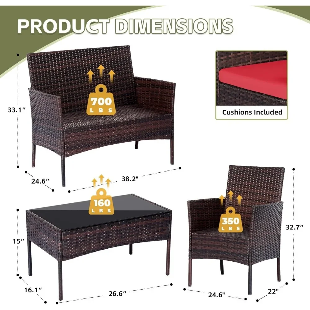 طقم مكون من 4 قطع من كراسي الخ - مراجعة Outdoor Furniture Loveseat وسعره
