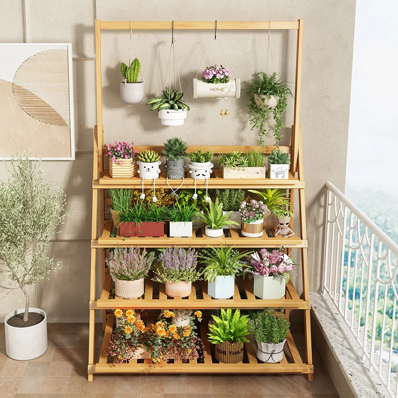رف زهور من الخشب الصلب، أرفف ن - مراجعة Outdoor Furniture Balcony وسعره