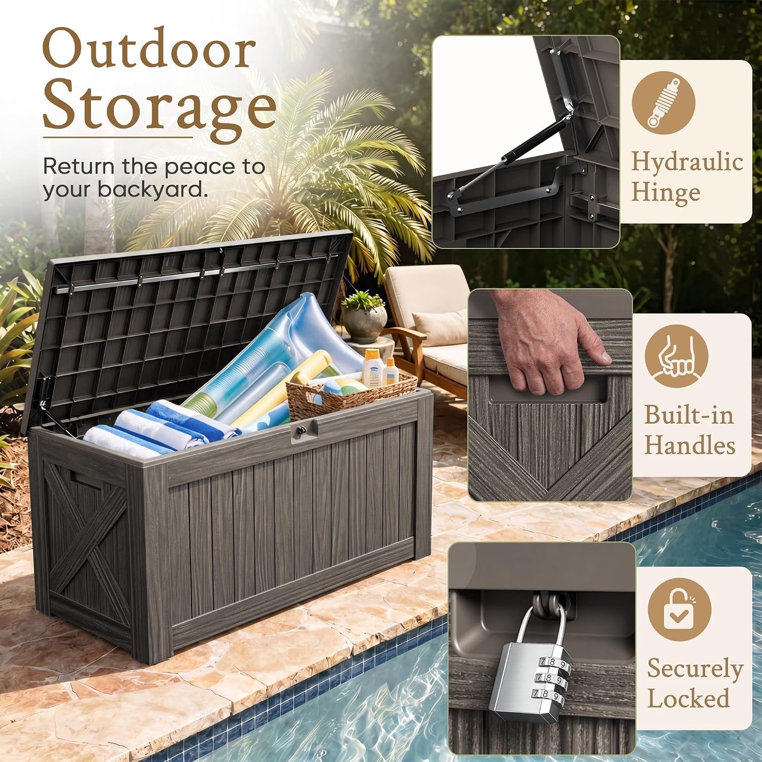 صندوق تخزين كبير بسعة 120 جالو - مراجعة Outdoor Furniture Resin وسعره