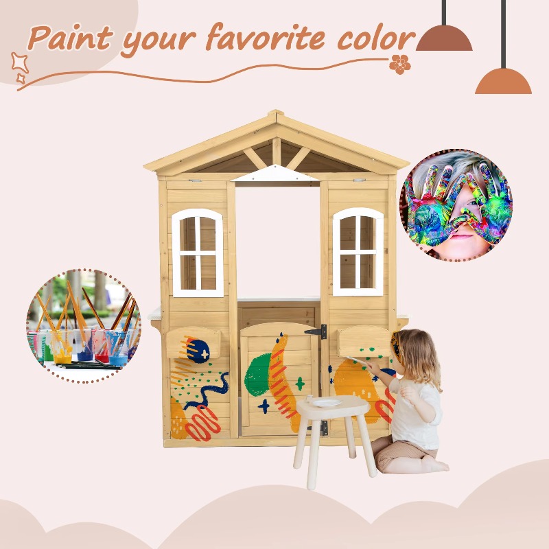 بيت لعب خشبي كلاسيكي حديث للأط - مراجعة Outdoor Furniture Kids وسعره