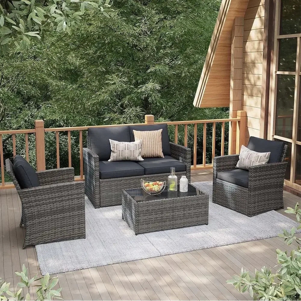 طقم أثاث خارجي مكون من 4 قطع،  - مراجعة Outdoor Furniture Loveseat وسعره
