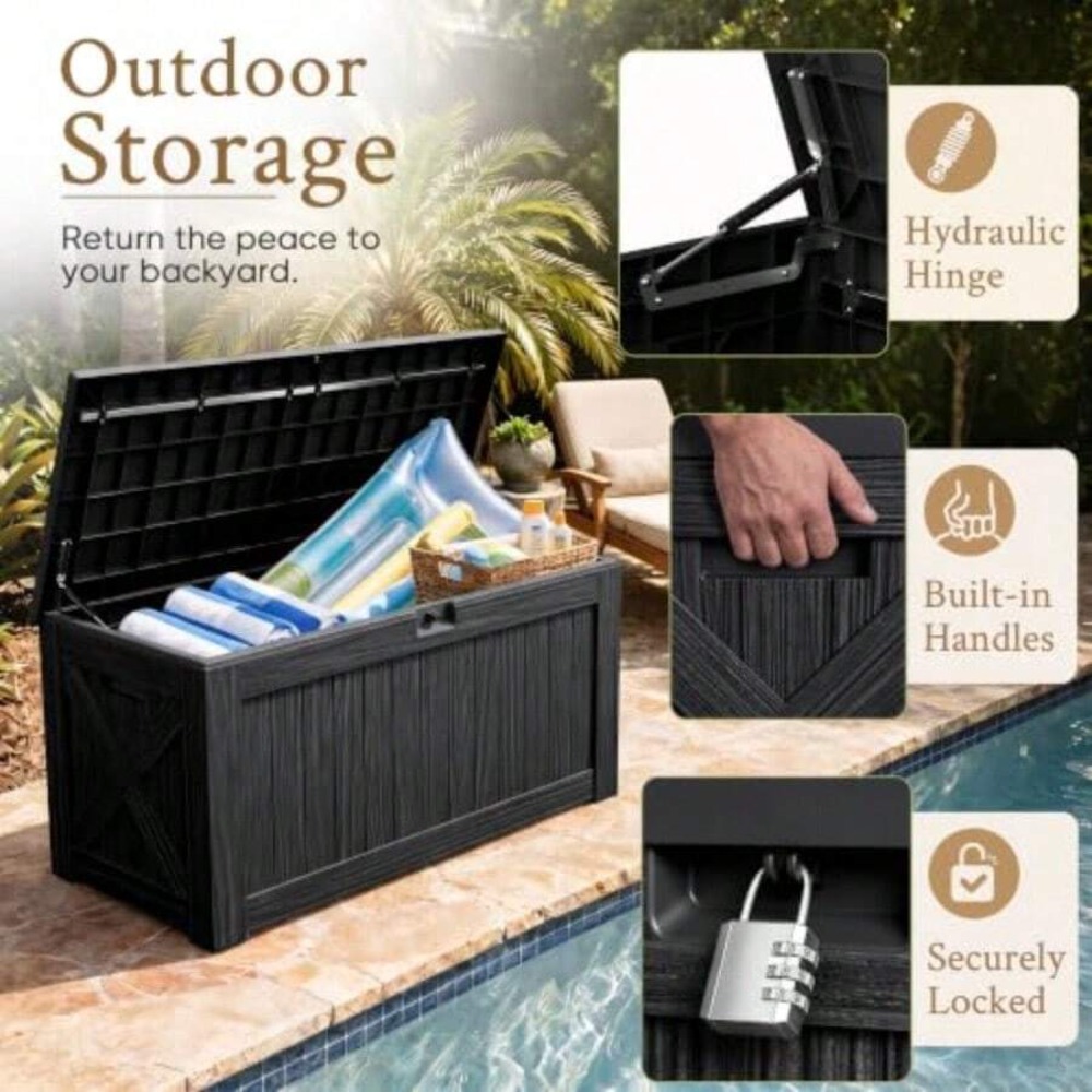 صندوق تخزين خارجي بسعة 120 جال - مراجعة Outdoor Furniture Resin وسعره