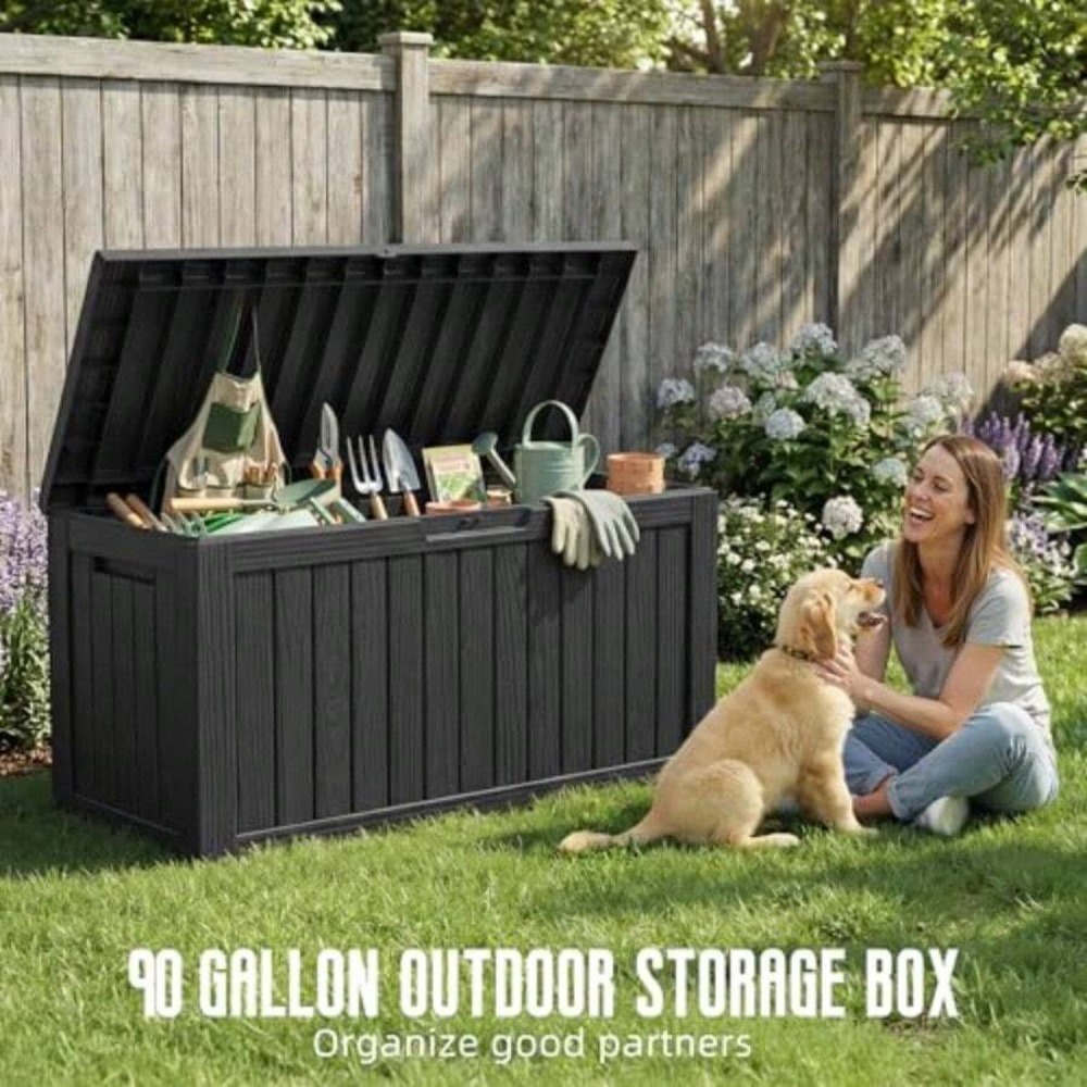 صندوق تخزين خارجي سعة 90 جالون - مراجعة Outdoor Furniture Resin وسعره