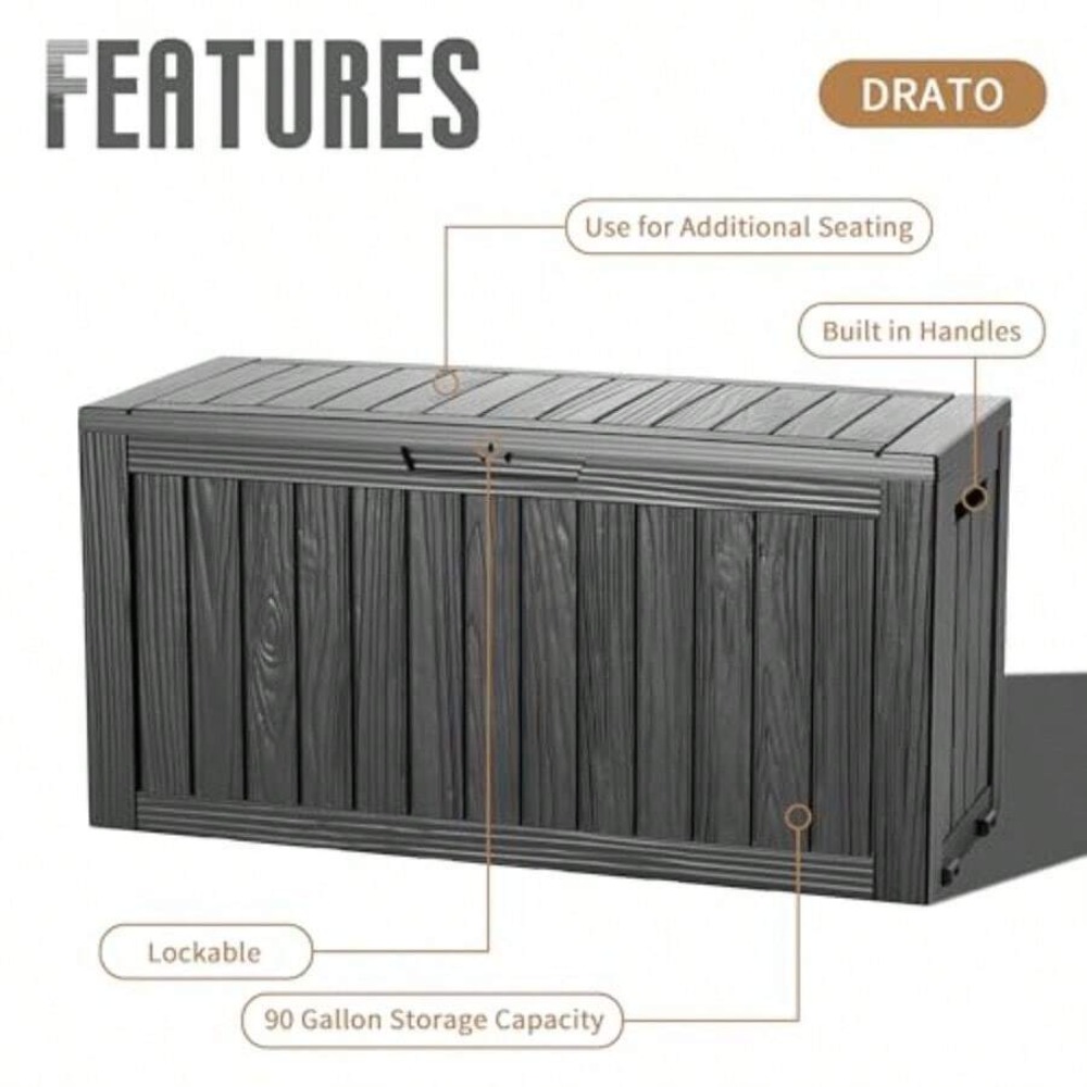 صندوق تخزين خارجي سعة 90 جالون - مراجعة Outdoor Furniture Resin وسعره